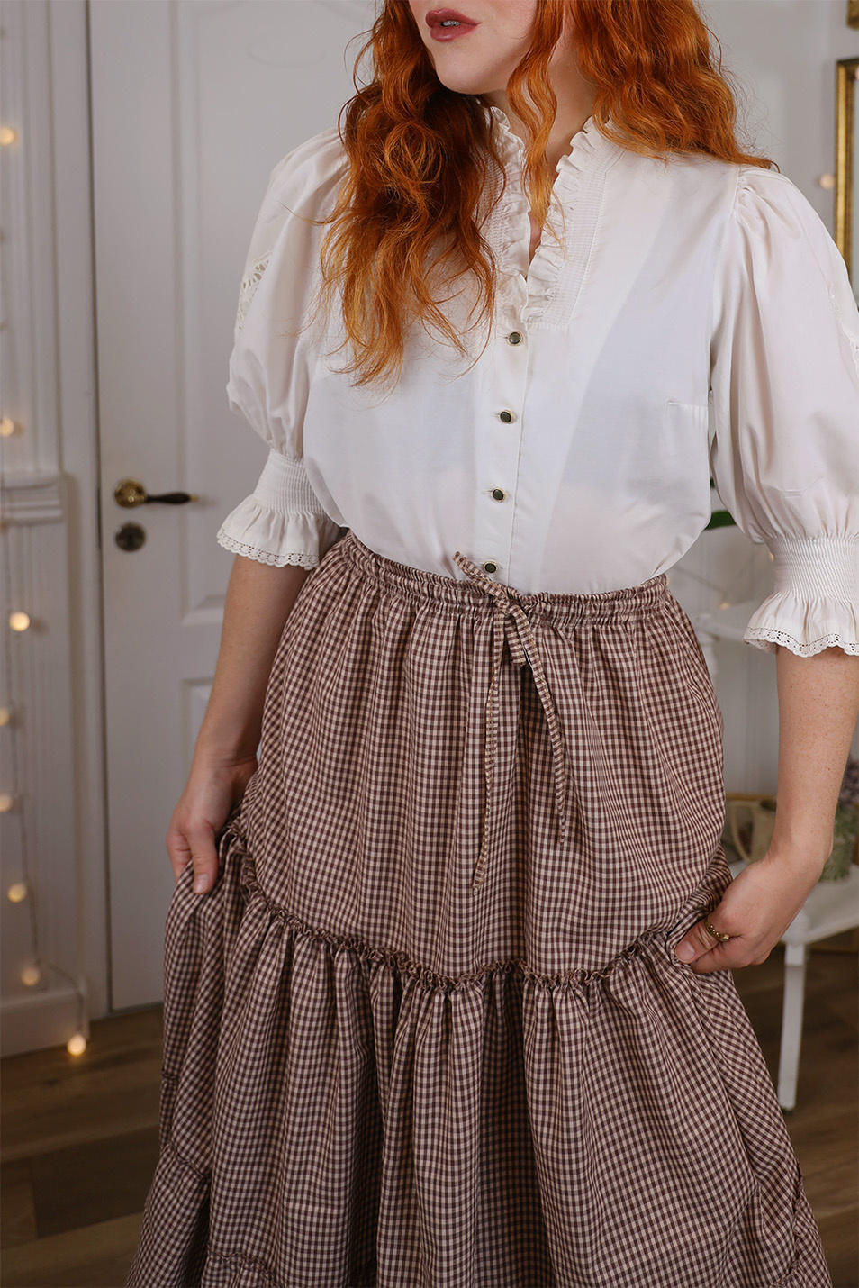 Ameri VINTAGE - Amerivintage ★2way compact blouse Ameri Vintage 2Way Cloud Sleeve Top Shirt Blouse, 5/4 Sleeve