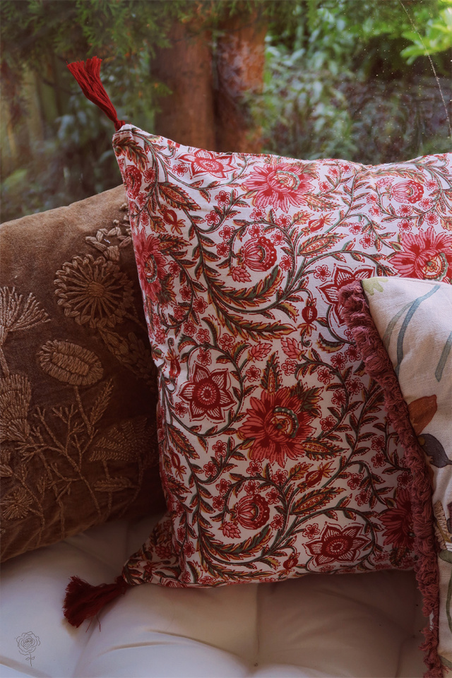 One With Red Floral Pillow Case 