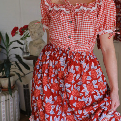 Red Checkered Vintage Top | XS/S