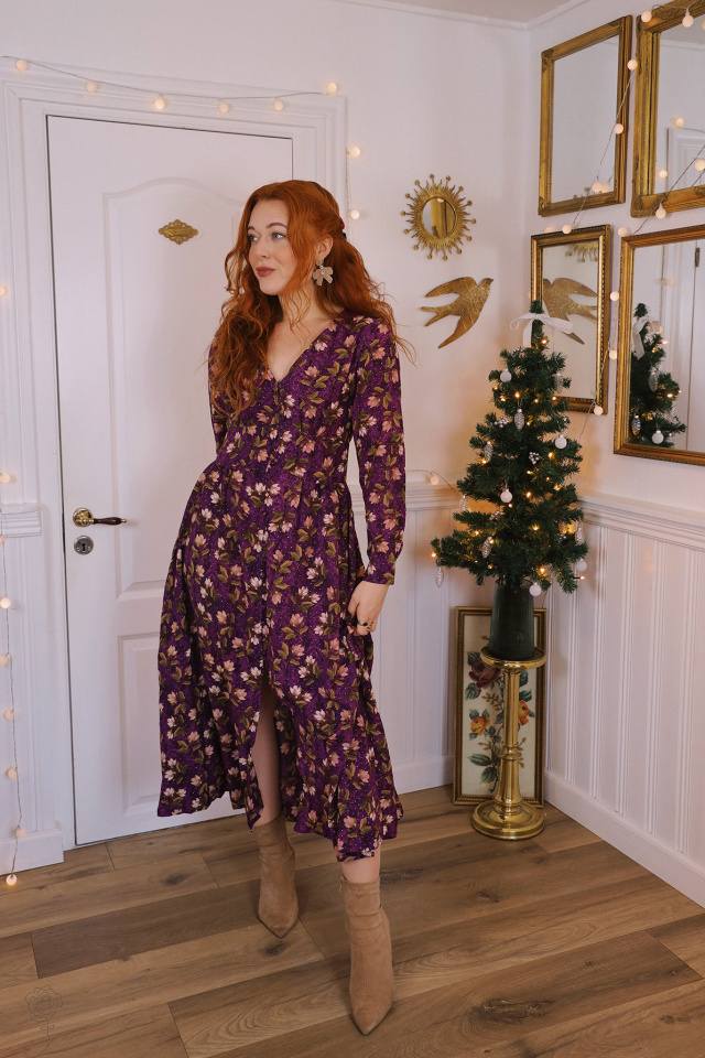 Winter Mary Gold Dot Maxi Dress 