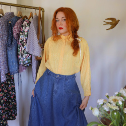 Yellow Pattern Vintage Blouse | S