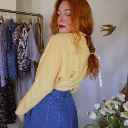 Yellow Pattern Vintage Blouse | S