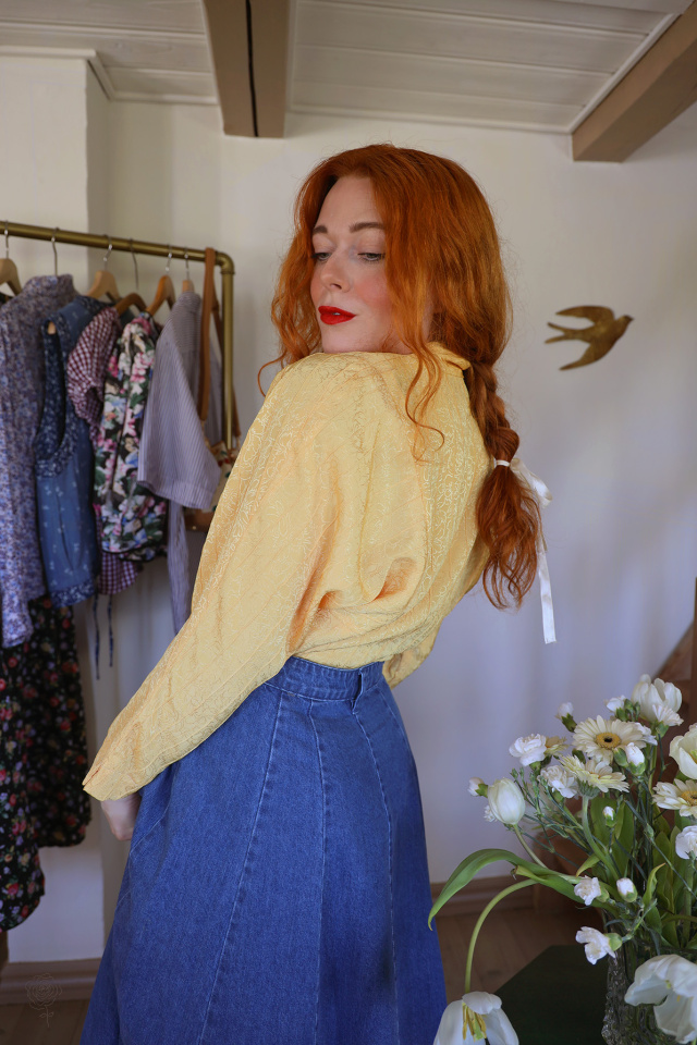 Yellow Pattern Vintage Blouse | S