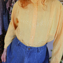 Yellow Pattern Vintage Blouse | S