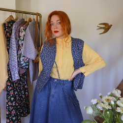 Yellow Pattern Vintage Blouse | S