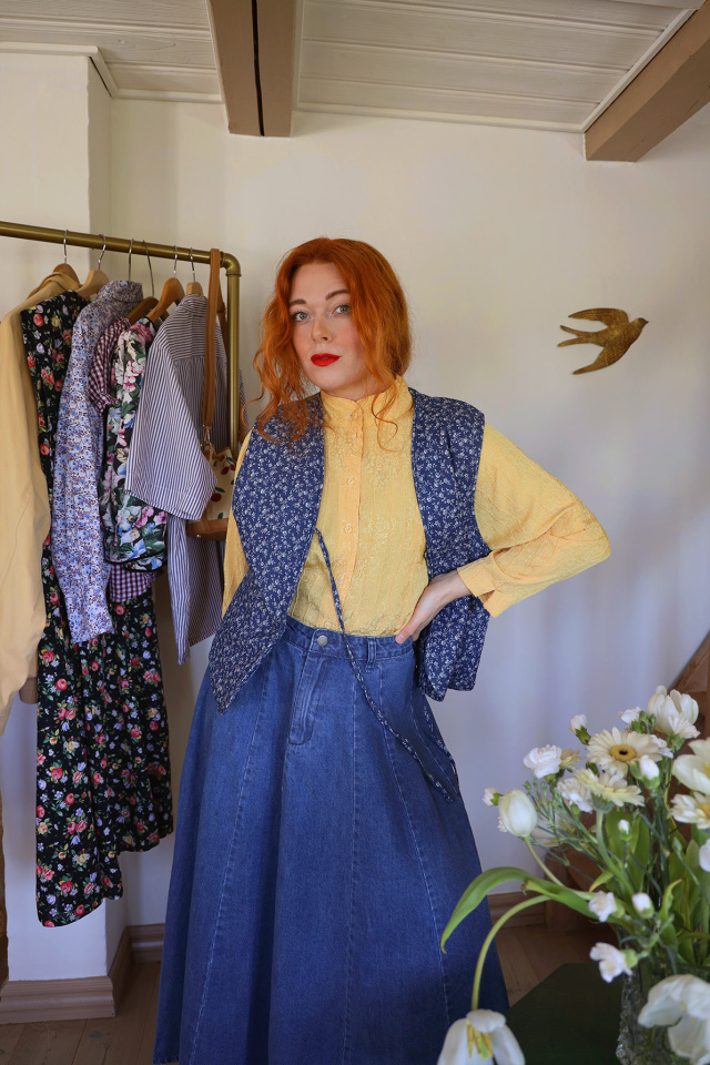 Yellow Pattern Vintage Blouse | S