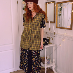 Yellow Plaid Vintage Vest | L/XL - Catalog - Bohemian Wonders